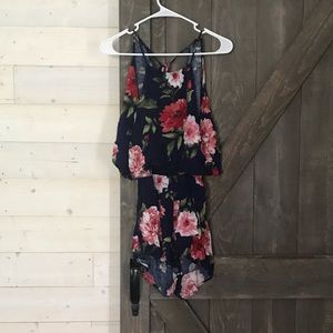 Floral backless romper, great condition, WORN 2x